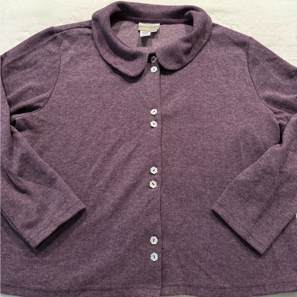 Coldwater Creek Women’s 1X Plum Cardigan Sweater with Floral Button Closure E26 - Picture 1 of 4